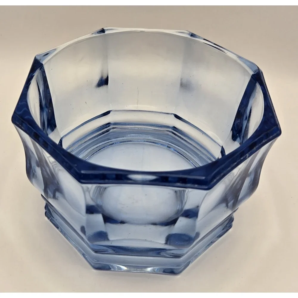 Vintage Ice Blue‎ Heavy Indiana Glass Faceted... Trinket Or Candy Dish